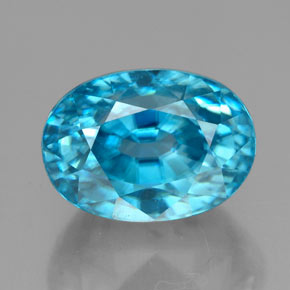 Zircão azul natural 7,24ct, corte oval, VS