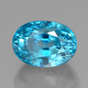 Zircão azul natural 7,24ct, corte oval, VS