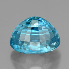 Zircão azul natural 7,24ct, corte oval, VS