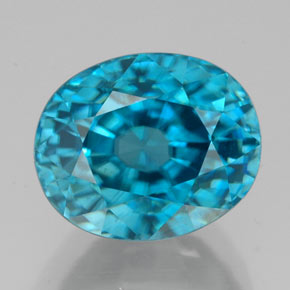 Zircão azul natural 8,45ct, corte oval, IF