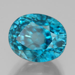 Zircão azul natural 8,45ct, corte oval, IF