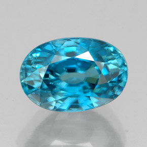 Zircão azul natural 5,47ct, corte oval, IF