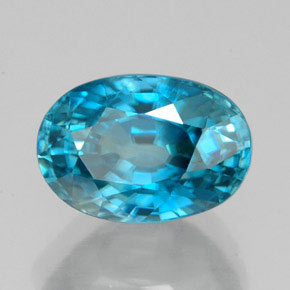 Zircão azul natural 5,47ct, corte oval, IF