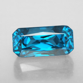 Zircão azul natural 7,48ct, corte esmeralda, IF