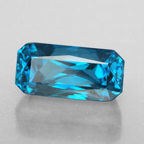 Zircão azul natural 7,48ct, corte esmeralda, IF