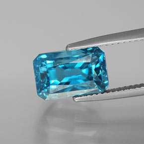 Zircão azul natural 9,03ct, corte esmeralda, VS