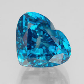 Zircão azul natural 7,34ct, formato de coração, VVS