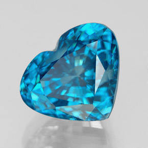 Zircão azul natural 7,34ct, formato de coração, VVS