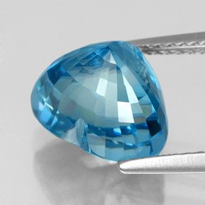 Zircão azul natural 7,34ct, formato de coração, VVS