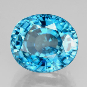 Zircão azul natural 6,66ct, corte oval, VVS