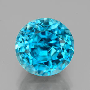 Zircão azul natural 4,88ct, corte redondo, VVS