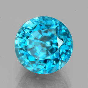 Zircão azul natural 4,88ct, corte redondo, VVS
