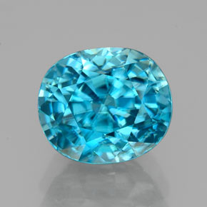 Zircão azul natural 4,07ct, almofada cortada, VVS