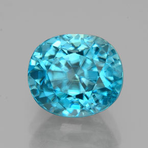 Zircão azul natural 4,07ct, almofada cortada, VVS