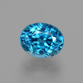Zircão azul natural 4,37ct, corte oval, VVS