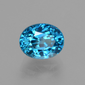 Zircão azul natural 4,37ct, corte oval, VVS