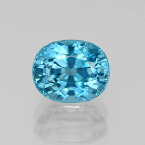 Zircão azul natural 3,11ct, corte oval, VVS