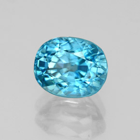 Zircão azul natural 3,11ct, corte oval, VVS