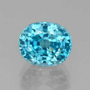 Zircão azul natural 3,68ct, corte oval, VVS