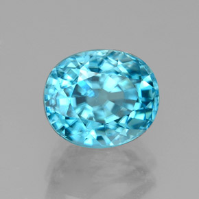 Zircão azul natural 3,68ct, corte oval, VVS