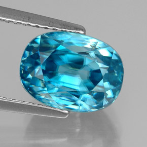 Zircão azul natural 6,58ct, corte oval, VVS