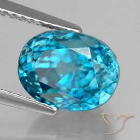 Zircão Azul Natural 6.30ct, oval, VVS