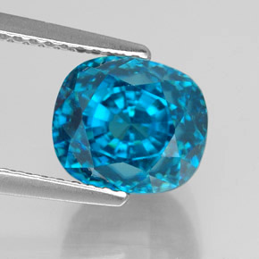 Zircão azul natural 5,89ct, almofada cortada, VVS