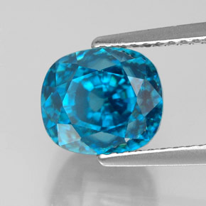 Zircão azul natural 5,89ct, almofada cortada, VVS