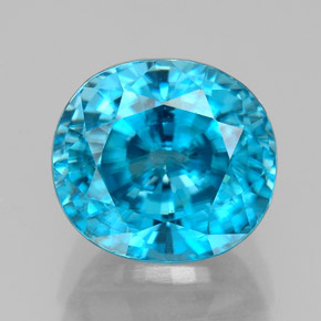 Zircão azul natural 5,64ct, corte oval, VVS