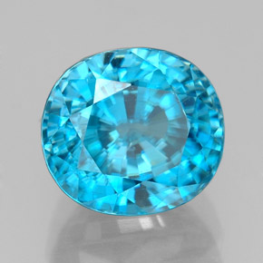 Zircão azul natural 5,64ct, corte oval, VVS