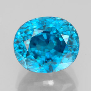 Zircão azul natural 5,64ct, corte oval, VVS