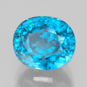 Zircão azul natural 5,64ct, corte oval, VVS