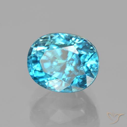Zircão Azul médio Natural 5.59ct, oval, VVS