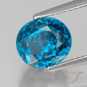 Zircão Azul elétrico Natural 5.46ct, oval, VVS