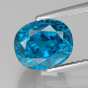Zircão azul natural 5,40ct, corte oval, VVS