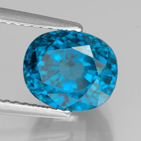 Zircão azul natural 5,40ct, corte oval, VVS