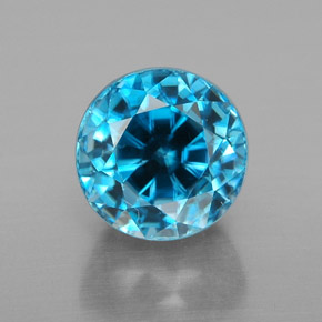 Zircão azul natural 4,38ct, corte redondo, VVS