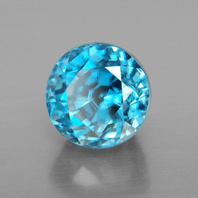 Zircão azul natural 4,38ct, corte redondo, VVS