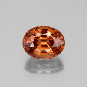 Zircão laranja natural 3,48ct, corte oval, VVS
