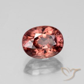 Zircão Vermelho Carmesim Pálido Natural 3.29ct, oval, VS