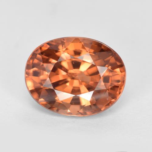 Zircão laranja natural 3,23ct, corte oval, VVS