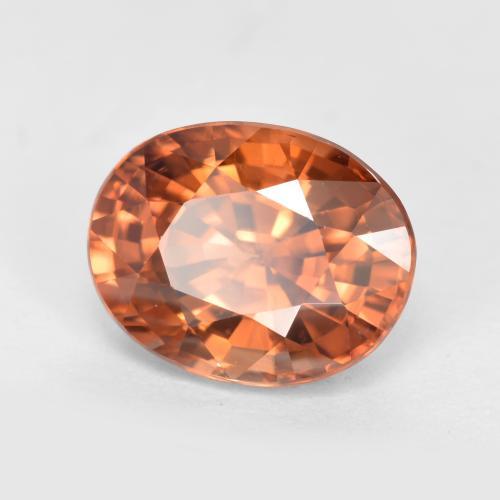 Zircão laranja natural 3,23ct, corte oval, VVS