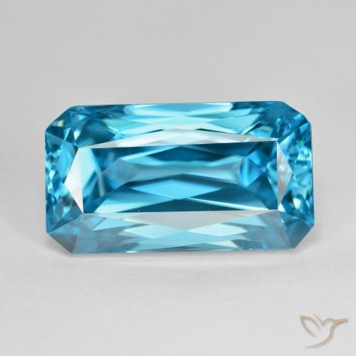 16.80ct Natural Azul elétrico Zircão, Corte Esmeralda, VVS-VS