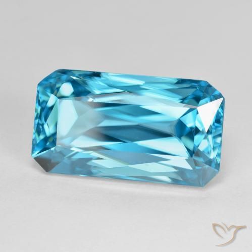Zircão Azul elétrico Natural 16.80ct, Corte Octógono / Esmeralda, VVS-VS