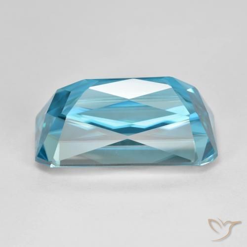 Zircão Azul elétrico Natural 16.80ct, Corte Octógono / Esmeralda, VVS-VS