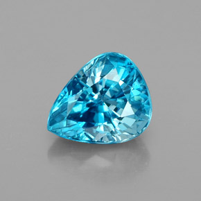 Zircão azul natural 3,00ct, formato de pêra, VVS-VS