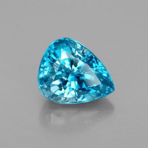 Zircão azul natural 3,00ct, formato de pêra, VVS-VS