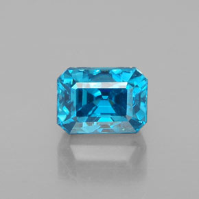 Zircão azul natural 3,72ct, corte esmeralda, VVS