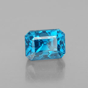 Zircão azul natural 3,72ct, corte esmeralda, VVS