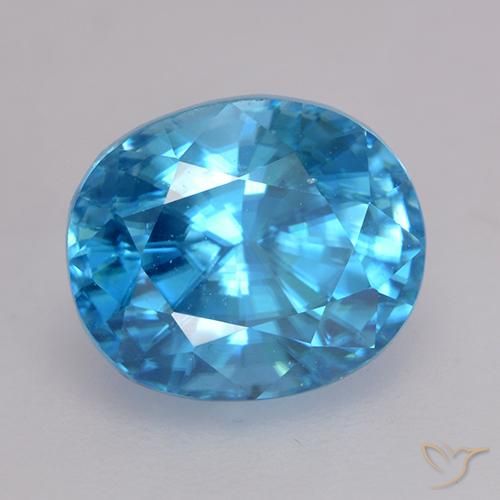 Zircão azul natural 3,06ct, corte oval, VVS